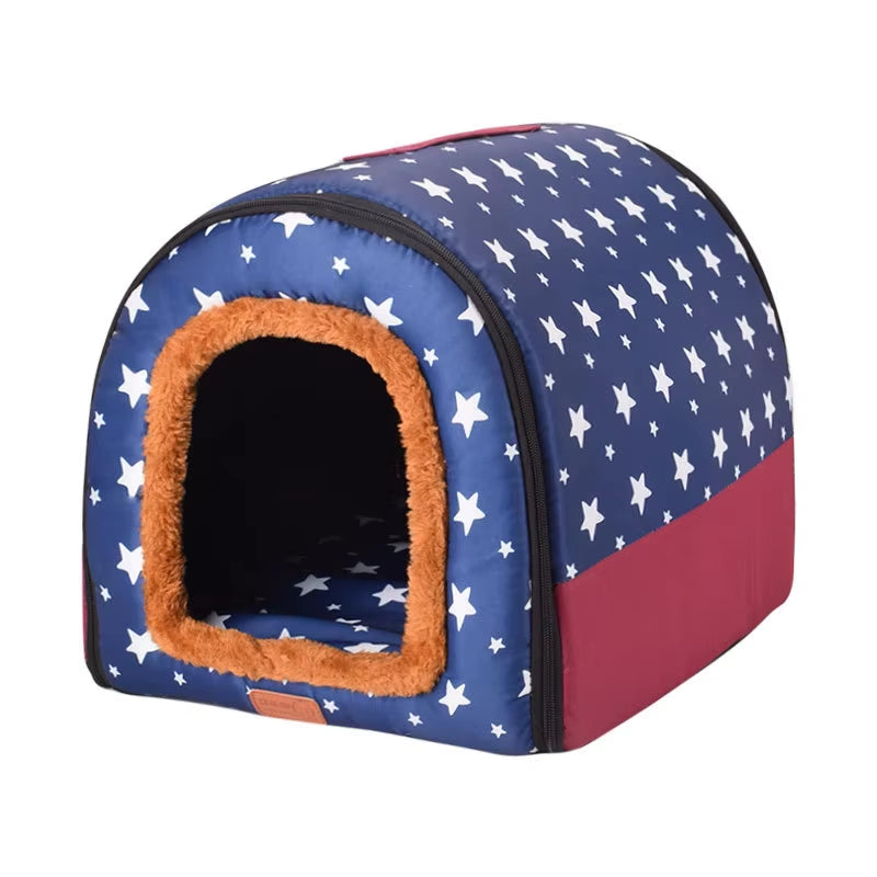 New Warm Dog House Comfortable Print Stars Kennel Mat for Pet Puppy Foldable Cat Sleeping Bed High Quality Pet Products