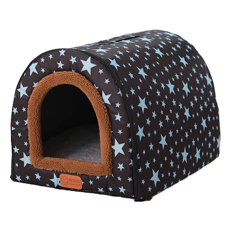 New Warm Dog House Comfortable Print Stars Kennel Mat for Pet Puppy Foldable Cat Sleeping Bed High Quality Pet Products